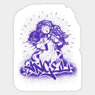 Angel with violin music instrument graffiti Sticker